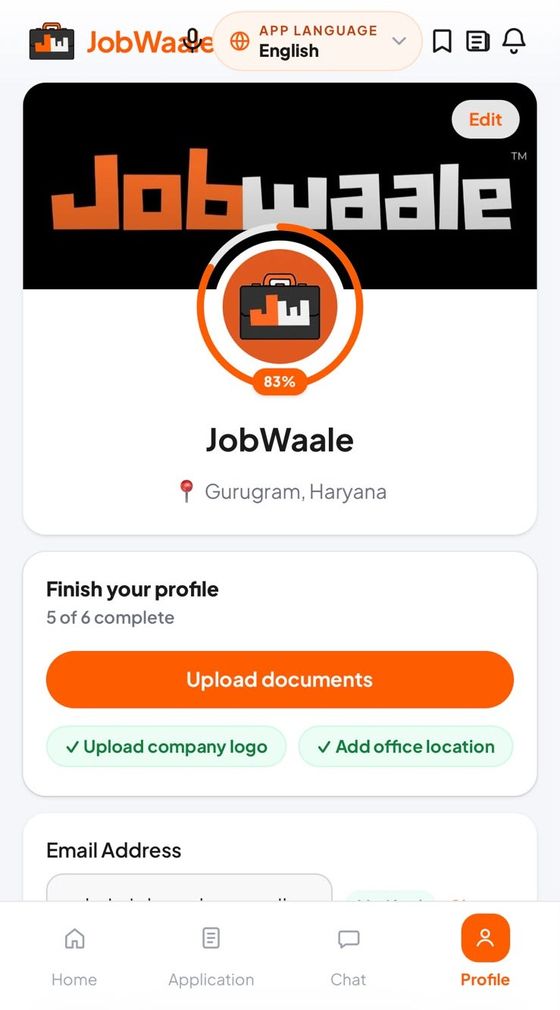Employer profile screen