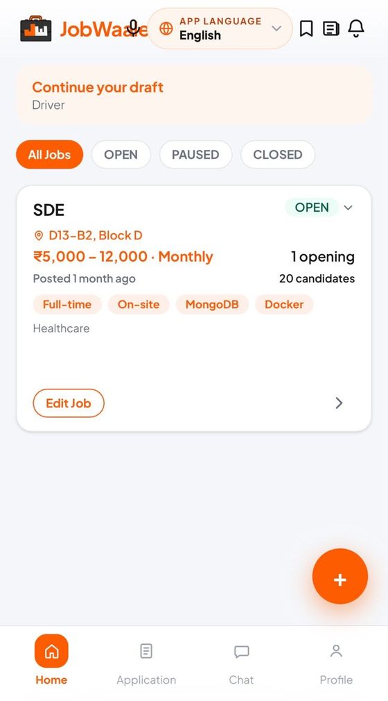 Employer home with jobs