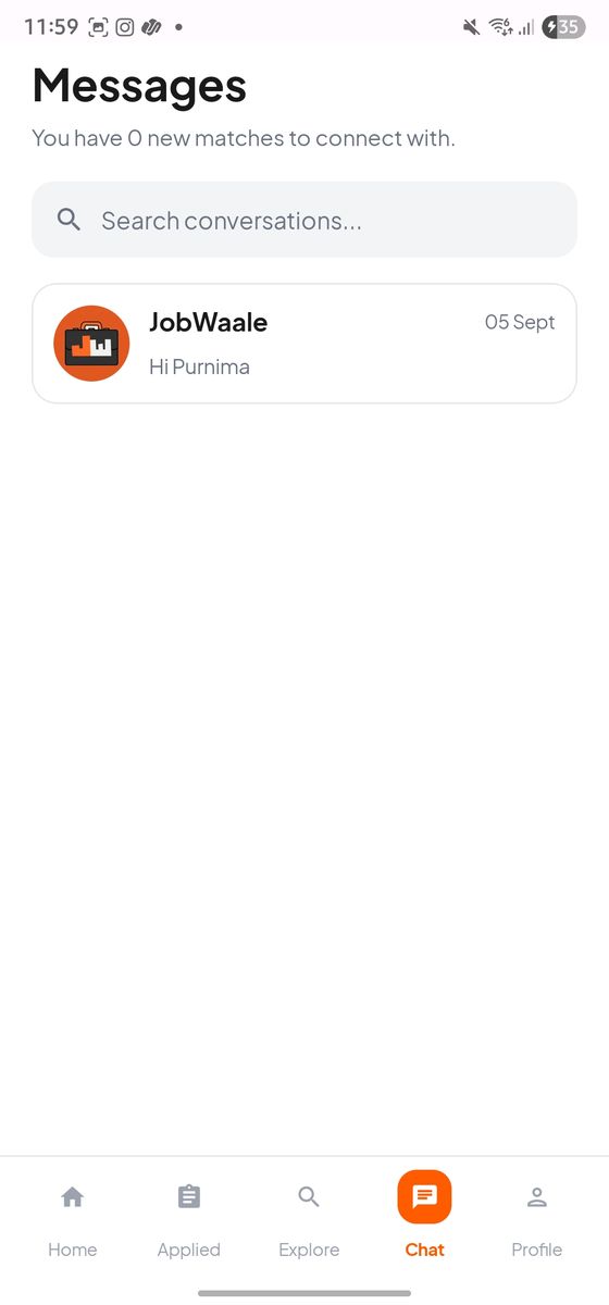 Messages screen